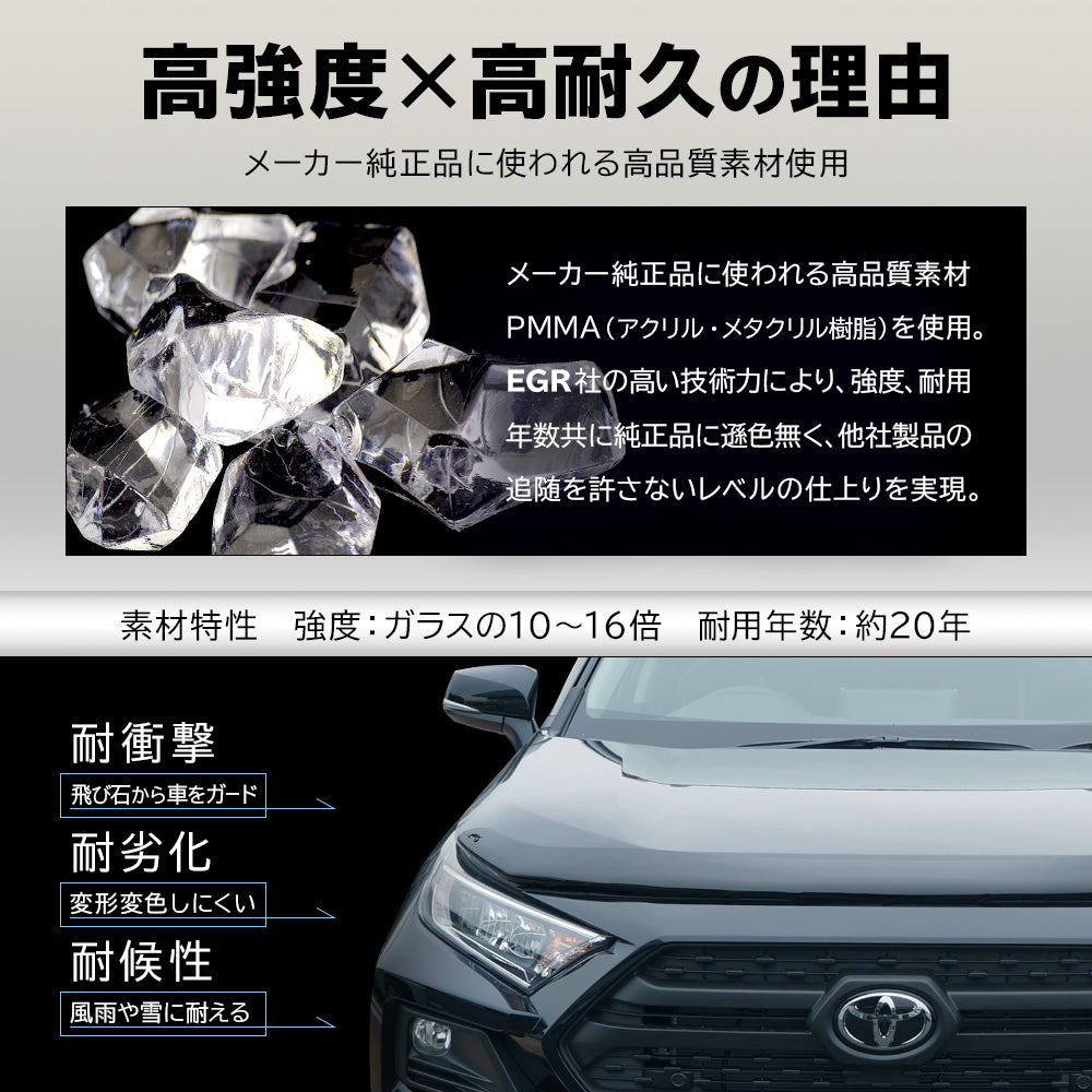 みんカラ大賞受賞】RAV4 バグガード ボンネットプロテクター 専用設計パーツ EGR オーストラリア製