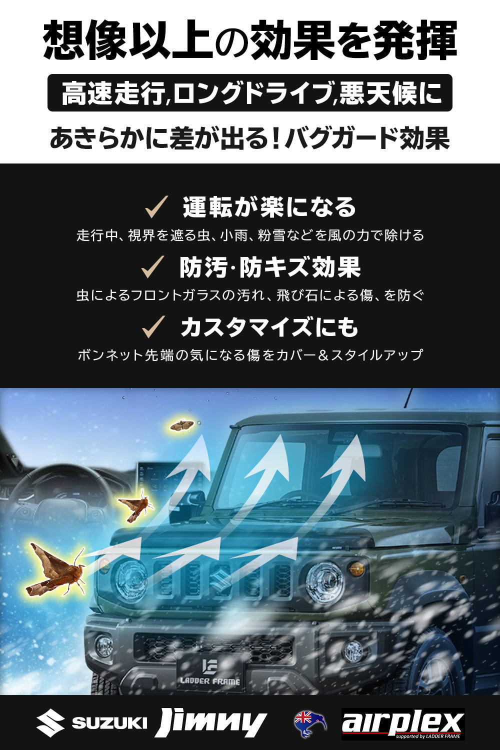 みんカラ大賞受賞】ジムニー バグガード JB64 JB74 虫よけ Airplex